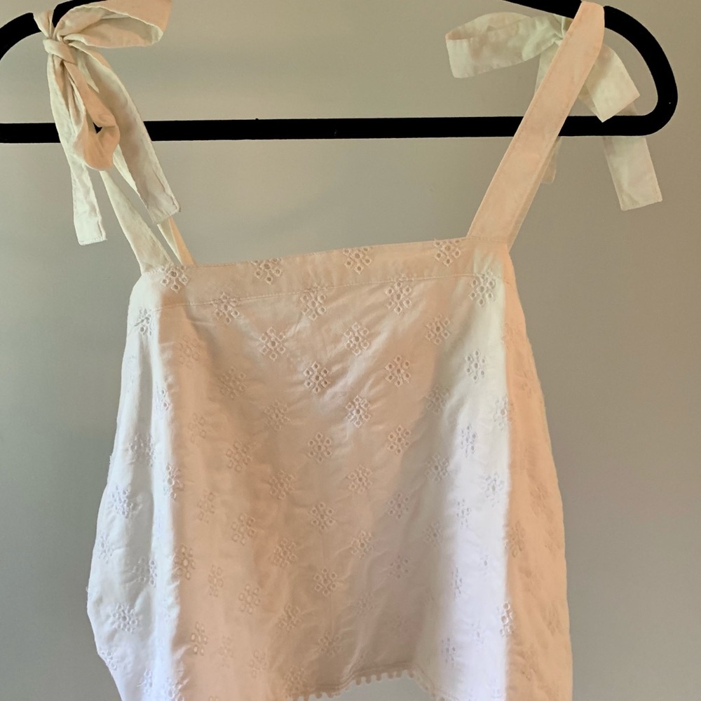 White Eyelet Top with Bow tied straps